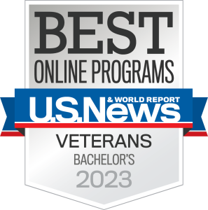 US News and World report award for Best Online Programs Veterans Bachelor's 2023