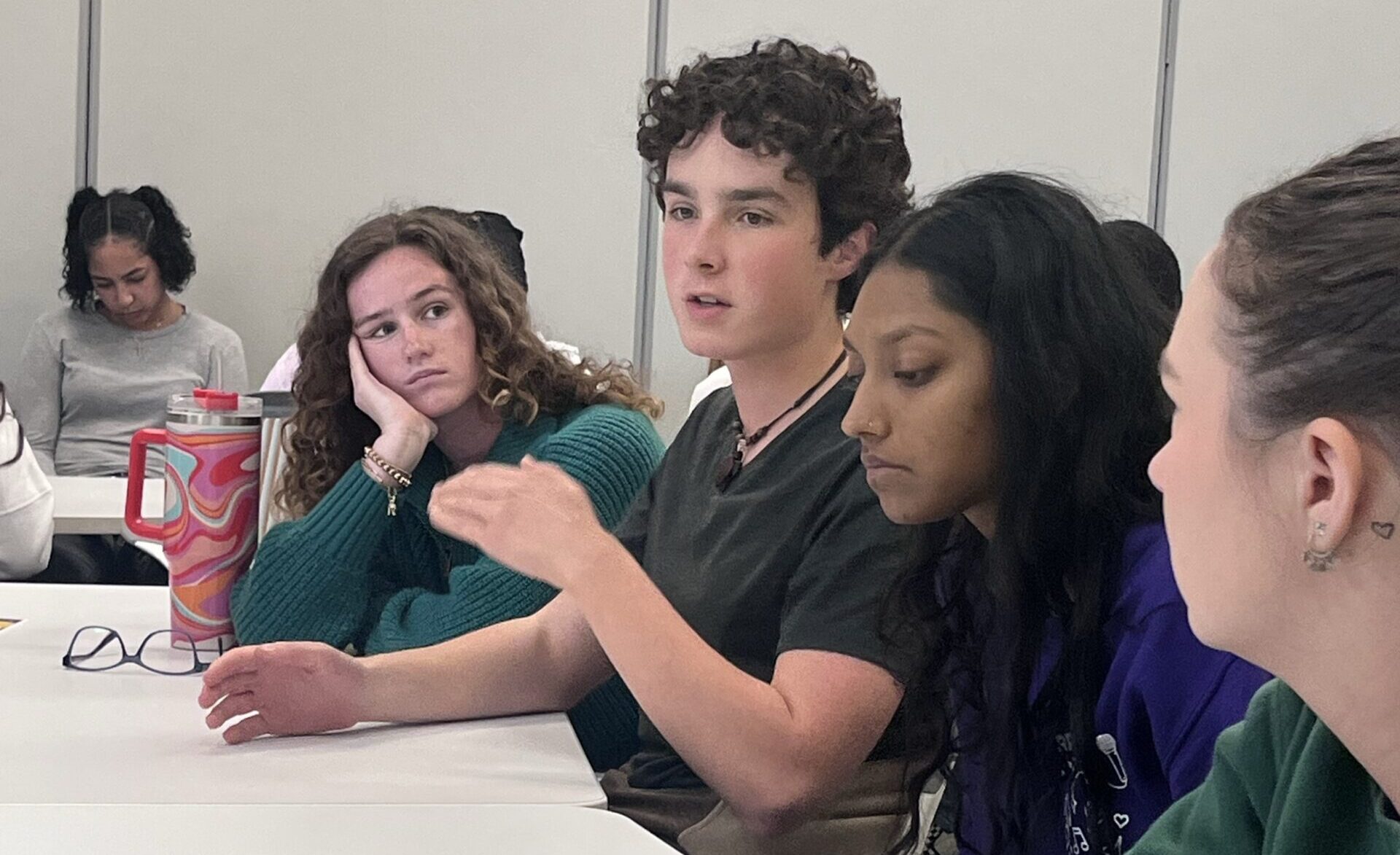 Students talking at a deliberate dialogue