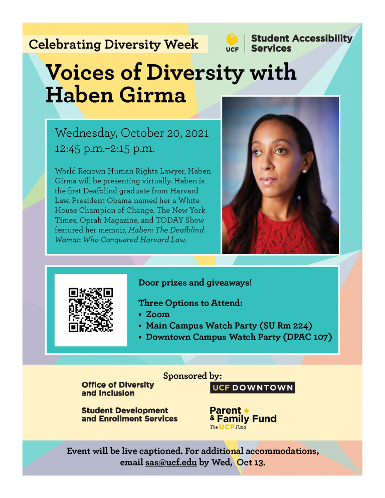 Voices of Diversity with Haben Girma Event Flyer