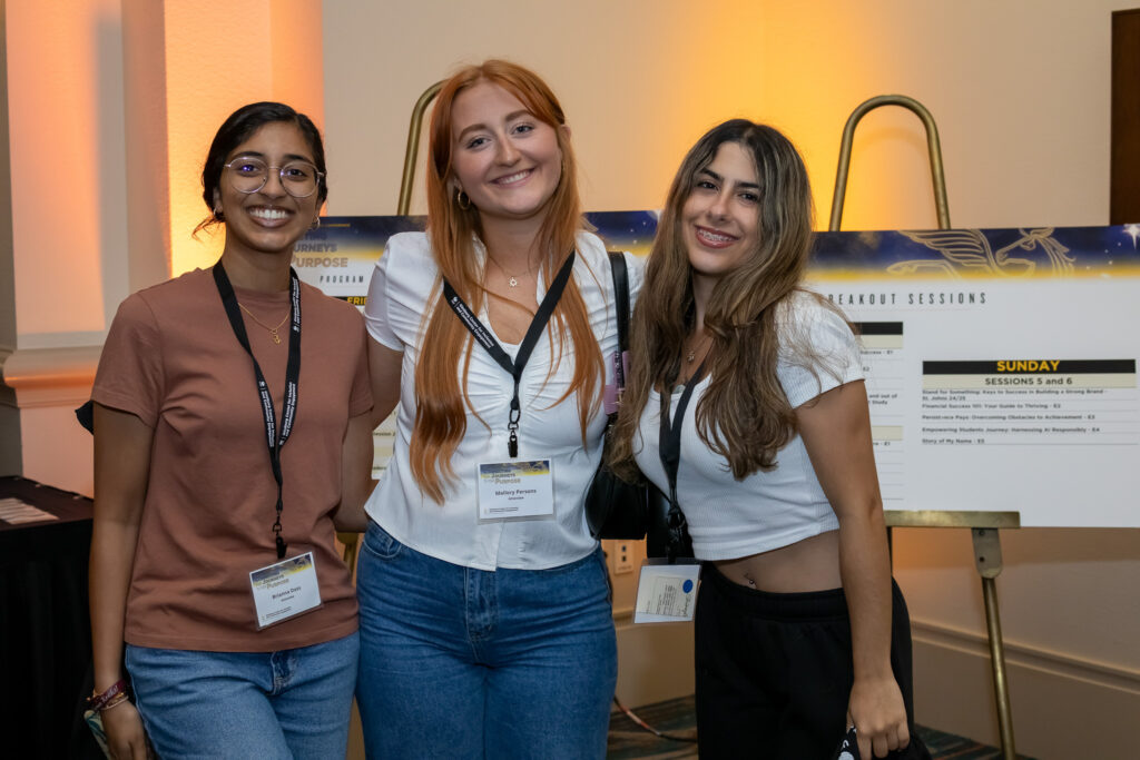 Three female students posing