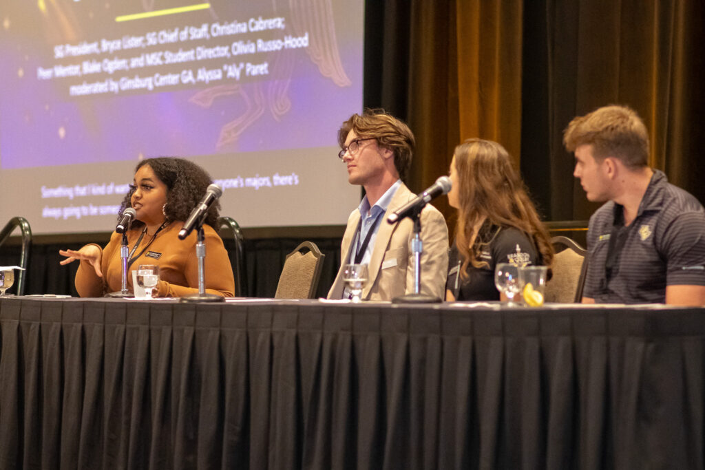 Student leader panelists answering questions