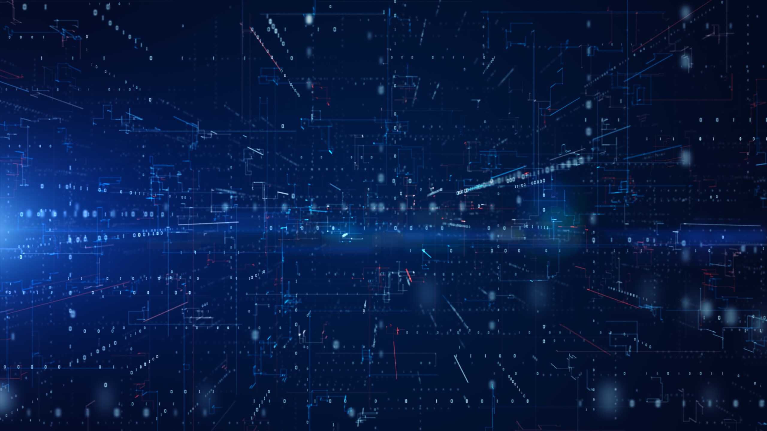 Digital Cyberspace with Particles and Digital Data Network Connections