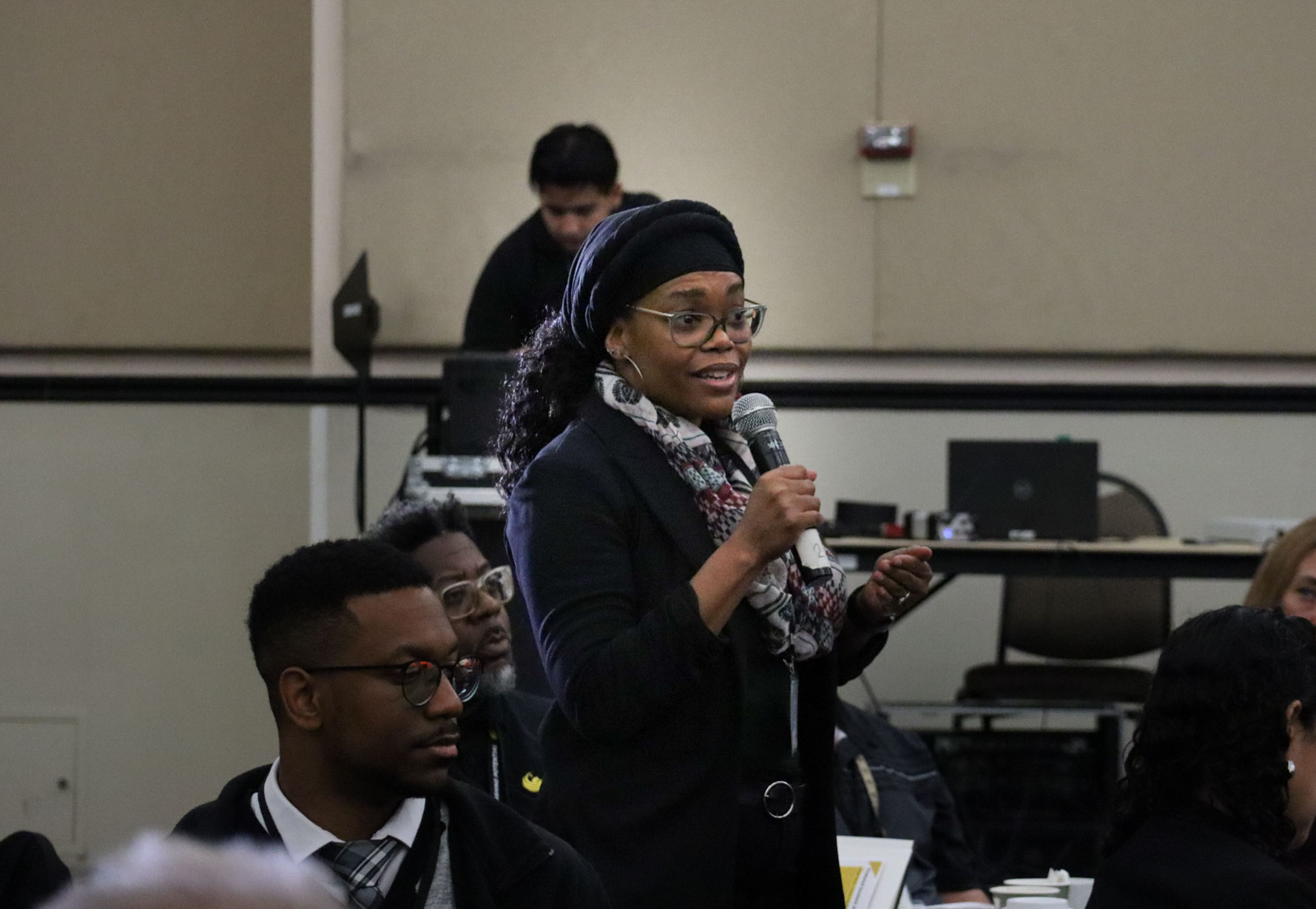 UCF employee talking through a mic